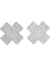 Fever Small Glitter Cross Nipple Pasties, Silver - FV20784 by Fever